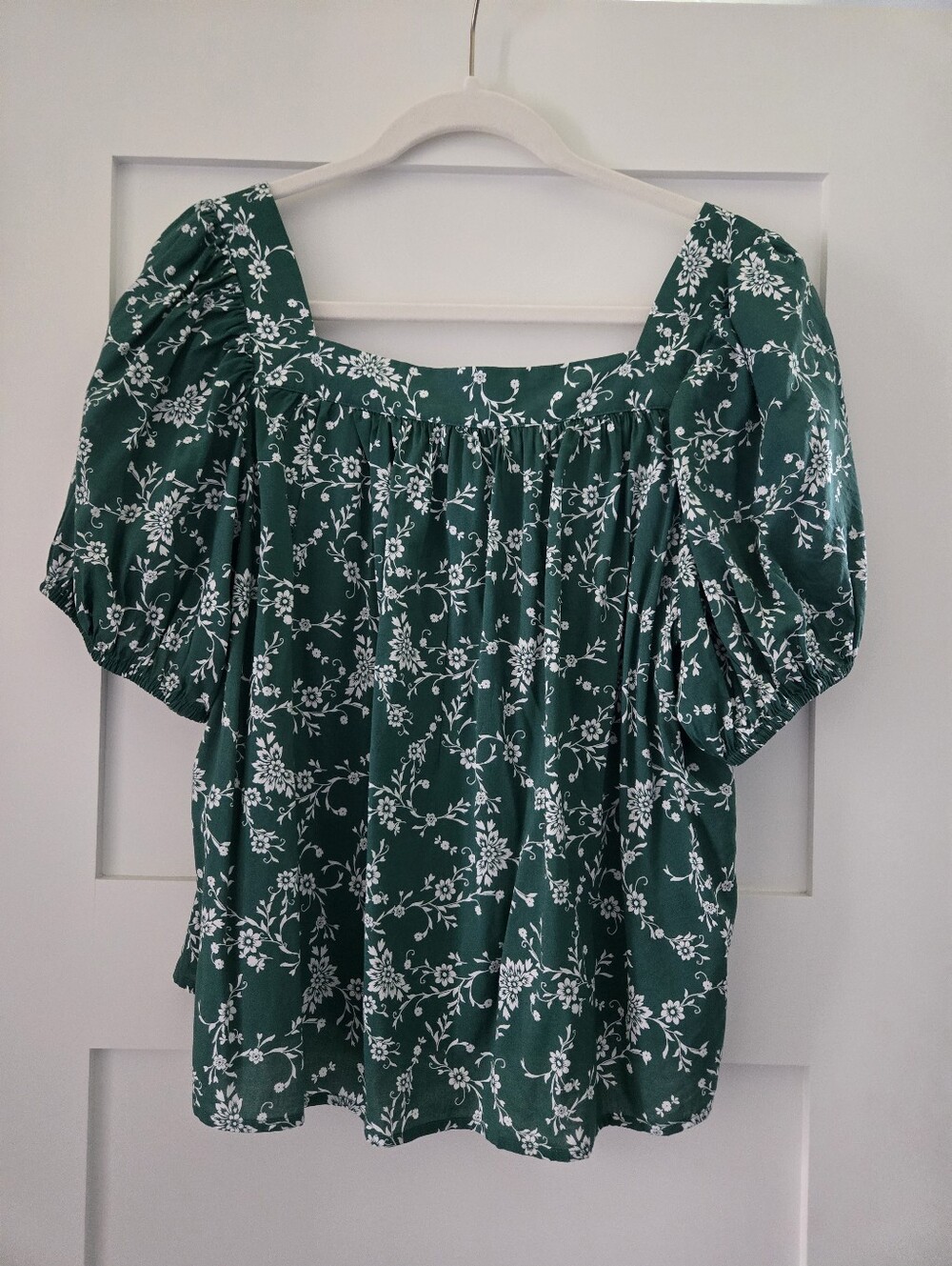 LOFT Bouquet Puff Sleeve Square Neck Blouse L - Picture 5 of 7